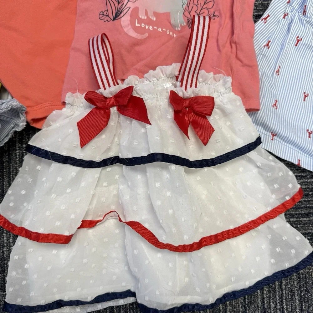 18 Mo Baby Girl Clothing Lot 9‎ Pcs Mixed Brands Carters Nike 4th July Lobster